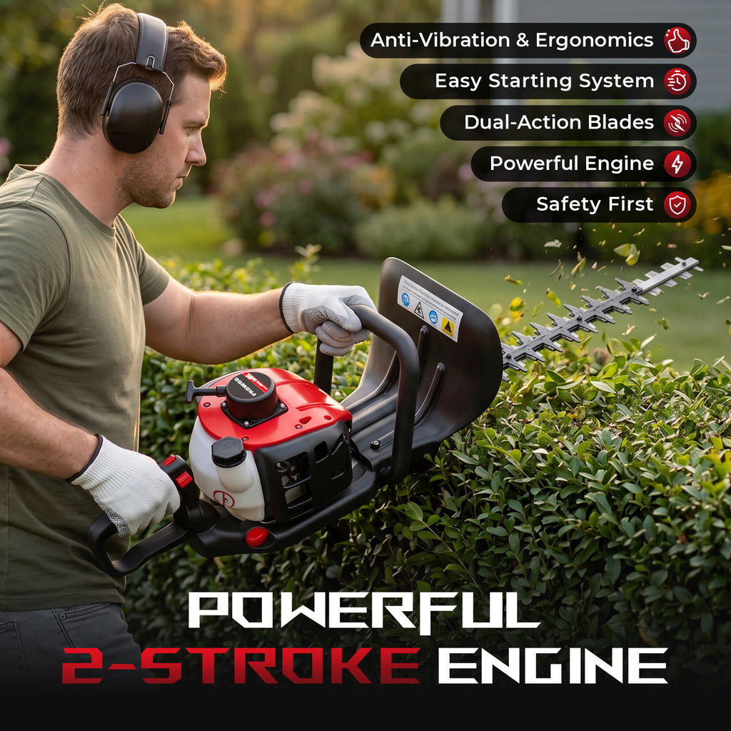 24-Inch 36cc 2 Cycle Gas Hedge Trimmer, Dual Sided Blade,Lightweight Ideal for Trimming Shrubs and Bushes